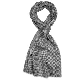 Lorenzo Cana Scarf 100% Cashmere Fluffy Lightweight Cashmere Scarf Winter Scarf Natural Fibre Herringbone Pattern Men's Scarf Grey 7859411, Herringbone grey/white
