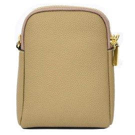 Womens Real Leather Cross Body Bag Small Size Sling Pouch Elizabeth (Beige)