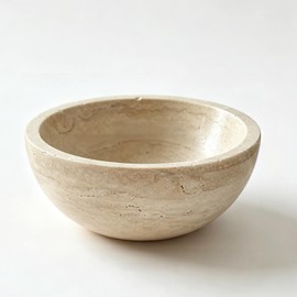 WILD WORKS Travertine Bowl, 6" Natural Stone Decorative Bowls for Entryway Table, Catchall Tray for Keys & Jewelry, Fruit Bowls for Kitchen Counter, Living Room Decor, Home Accent