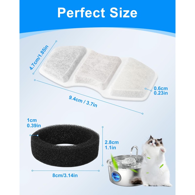MyfatBOSS 8+8 Cat Water Fountain Filters Compatible with Invengo 3.2L/108oz
