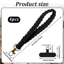 Psyqtsuary 4 Pcs Boho Macrame Phone Wrist Strap, Cell Phone Lanyard with Tether Tab, Handmade Macrame Keychain, Smartphone Chain Charm Wristlet, Anti-Loss Phone Chain for Women Men