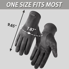 KXF Mens Winter Warm Touchscreen Suede Gloves 2-Finger-Less Thermal Slim Cut Anti-Slip Glove for Cold Weather Men Cycling