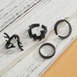 Goth Rings - 20PCS Black Ring, Grunge Rings, EMO Jewellery, Rings Set, Y2K Rings, Black EMO Rings, Y2K Open Black Rings Set, Snake Bat Devil Spider Claw Skul Adjustable Stacking Ring Gothic Jewelry