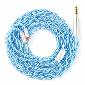 KBEAR Palm Thunder IEM Cable, 4-Strand Single Crystal Copper Silver-Plated HiFi Earphone Upgraded Headphone Extension Wire, 0.78mm 2Pin in Ear Monitors Wired Earbuds Cable (Ocean Blue, 2PIN 4.4MM)