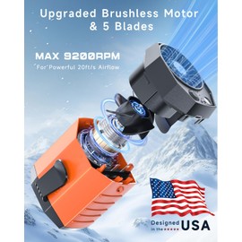 JKBOOM 2025 Smart Portable Rechargeable Fan with LED Light & 25H Runtime, 4-Speed 9200RPM Turbo Cooling Personal Waist Fan, Wearable Neck & Belt Clip for Camping, Outdoor, Hiking - Orange