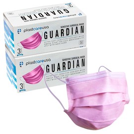 PlastCare USA 100 4-Ply Disposable ASTM Level 3 Pink Face Masks Guardian (2 Boxes of 50)
