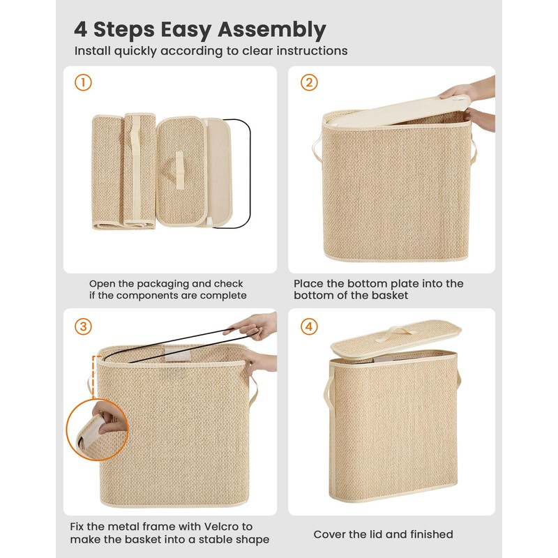 WAOHANAZ Bamboo Toilet Paper Storage Basket with Lid & Handle