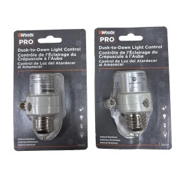 Woods Pro 59424 Dusk-To-Dawn Light Control In White Pack Of 2