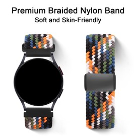 Elastic Strap for Garmin Forerunner 55/245/645 Music Watch Band, 20mm Nylon Quick Release Replacement Strap for Garmin Vivomove HR/Instinct 2S/Fenxi 7S (Blue Rainbow)