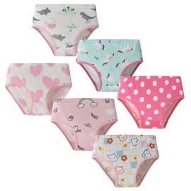 SEVENCANDY Little Girls Cotton Panties Kids Soft Undies Toddler Breathable Briefs Underwear (6DAssorted,4T)