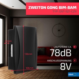 SUNDI Doorbell Doorbell Doorbell Front Doorbell Wired Dual Sound 8V Bim Bam Black GNT-921