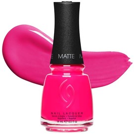CHINA GLAZE Esmalte de Uñas Rose Among Thorns, Rosa neón intenso, Color de Alta Pigmentación, acabado mate, secado rápido, resistente al astillado, 14