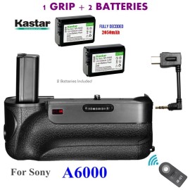 Kastar Battery Grip Combo for Sony Alpha a6000 ILCE-6000 Mirrorless Camera - Grip + 2 Batteries