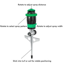 RESTMO Gear Drive Sprinkler with Metal T-Spike Base,Green