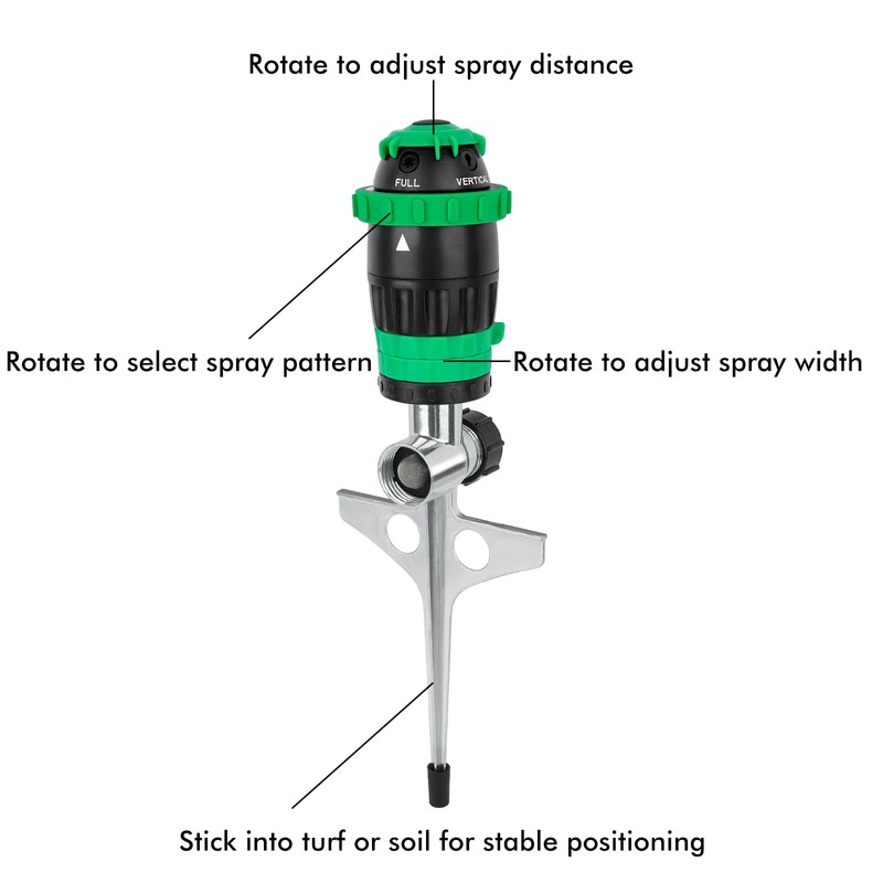 RESTMO Gear Drive Sprinkler with Metal T-Spike Base,Green
