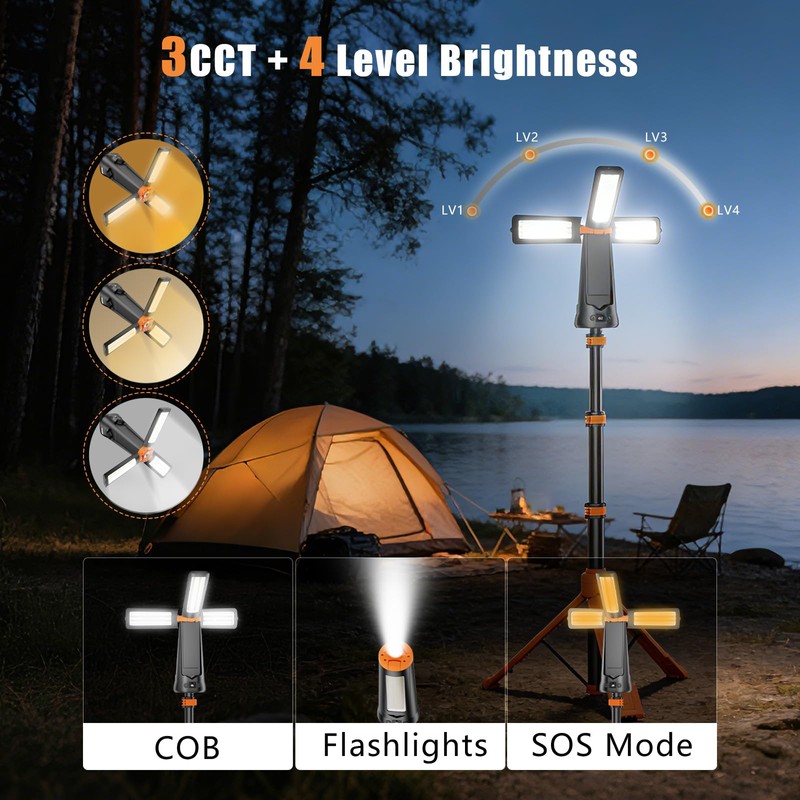 SKYFIRE Rechargeable Camping Light, 5500 Lumens LED Work Light with