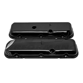Cobra-Tek For 65-72 Chevy BB Short Oem Style (Recessed Corner) Steel Valve Covers Black
