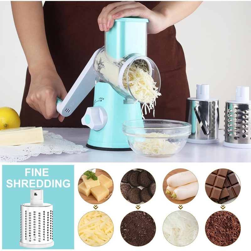 Cambom Rotary Cheese Grater Hand Crank Cheese Shredder for Fresh