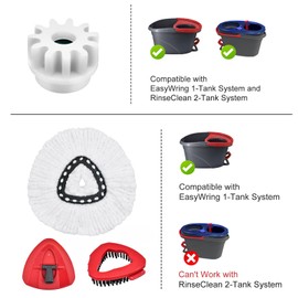 Mop Heads Replacements,Scrubber Mop Head,Mop Base and Pedal Bearing Replacement Combo Set for O-Cedar EasyWring 1-Tank System,Microfiber Mop Replace Head and Scrub Brush for Multi Surface Floor