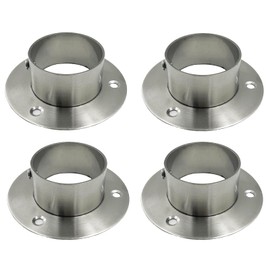 Yuqim 4 Pack Round Post Bases Heavy Duty Stainless Steel Flange Railing Anchor Bases Post Brackets Fence Post Supports for Round Pipe(38 mm/ 1.5", Black)