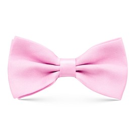 Youteer Men's Pre-Tied Bow Ties, Adjustable Length Classic Satin Bow Ties with Rose Brooch for Wedding and Party, Pink