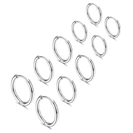 10 Pcs Sterling Silver Hoop Earrings, Sleeper Earrings For Women, Small Silver Hoop, Diverse Sizes 8mm/10mm/12mm/14mm/16mm, Classic And Versatile Desi