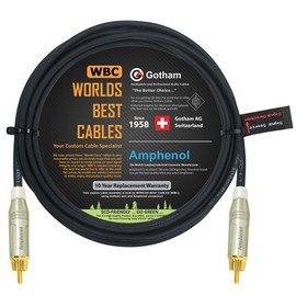 12 Foot - Gotham GAC-4/1 (Black) Star-Quad Center-Channel Subwoofer Cable with Amphenol ACPR-SWH Die-Cast, Gold Plated RCA Connectors – Directional