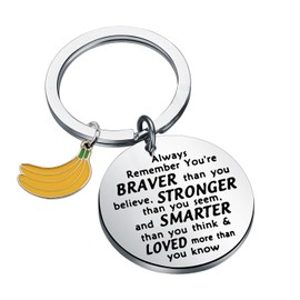 BNQL Banana Keychain Banana Lover Gifts Banana Themed Gifts Fruit Keychain Inspirational Gifts You Are Braver Stronger Smarter Loved Than You Think (silver)