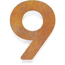 Vintage House Number 9 - Solid, Weatherproof & Durable - 14 cm Large - with Mounting Material - Retro Design House Number Sign N-01-9-R
