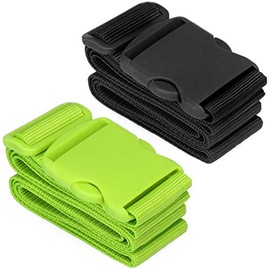 com-four® 2 x Suitcase Straps with Robust Clasp, High-Quality Luggage Strap in 2 Colours, Luggage Strap for Travel and Holidays (Pack of 02, Green/Black)