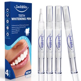 Teeth Whitening Pen (4 Pens), Teeth Whitening Gel Pen, Teeth Whitening Kit, Effective, Painless, Non Sensitive, Travel Friendly, Natural White Smile, Natural Mint Flavor