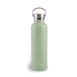 Lacor - 62559 - Stainless Steel Water Bottle, Double Insulated Wall, Wooden Closure with Hanging Loop, BPA-Free, Capacity: 0.75 L, Green