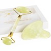 GeeRic Gua Sha and Face Roller Tool, Natural Green Jade