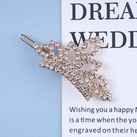 Inilbran Vintage Crystal Hair Clips Gold Crystal Wedding Hair Barrettes Vintage Rhinestone Crown Hairpin Barrette Sparkly Cz Hair Pins Hairclip Decorative Bobby Pins Crystal Wedding Headpieces