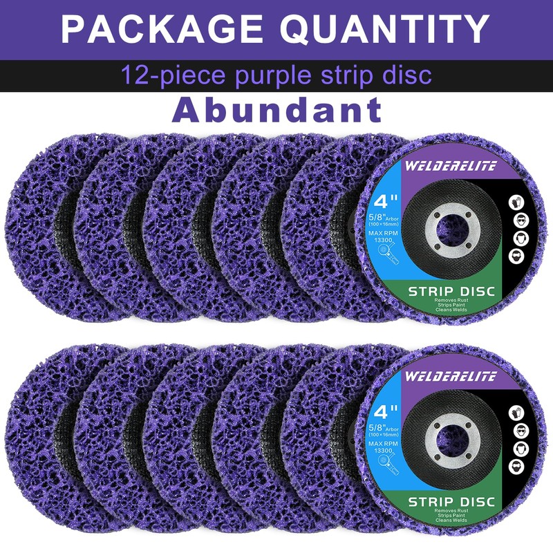 WelderElite Paint Stripping Discs 12-Pack, 4" Purple Angle Grinder Disc