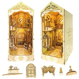 Elf Stargaze Book Nook Kit, DIY Miniature Dollhouse Booknook Kit, 3D Wooden Puzzle Bookend Insert a Fantasy Escape for Bookshelf with LED Light for Teens and Adults