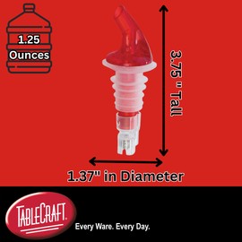 TableCraft 149A Cash & Carry Proper Pour III, 1-1/4 oz., no Collar, red spout, Clear dip Tube, Plastic, Hand wash only, BPA Free (Packed 1 Dozen per polybag)