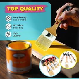 Chalk Wax Paint Brush 4PCs Set Including 3 Small for Furniture Painting and 1 Large Bristle Paint Brushes Set Compatible with Annie Sloan Paint, Fusion Mineral Paint