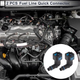 Hihaha 5/16" Fuel Line Quick Connector ID Hose for 5/16" SAE Male Connector Female to Barb 90 Degree Quick Adapter Seal Fittings Plastic Blue 2Pcs