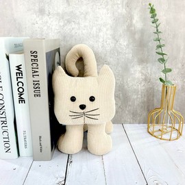 Tapón interior para puerta de tela, tope decorativo con forma de gato (gato beige con patas largas)