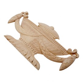 MUXSAM Wood Carved Appliques, 1-Pack Unpainted Center Woodcarvings Decals Onlays for Mirrors Walls Doors Cabinet Dresser Mantel Fireplace Bed Cupboard Wardrobe Frame Decoration DIY Project, Style-B