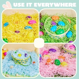 Six colors Easter Grass Bulk, Recyclable Paper Shred for Basket Grass Filler/Stuffers, Easter Theme Party Decoration and Easter Eggs Hunt, Gift Packaging