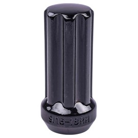 JEGS 65458 Spline Drive Lug Nuts, Long Closed-End [9/16 in.-18 RH, Black Chrome]