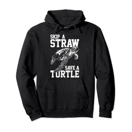 Skip A Straw Save A Turtle Sea Turtle Scuba Diving Flowers Pullover Hoodie