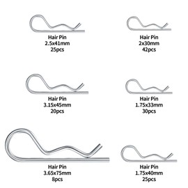 Pack of 150 split pins assortment, spring cotter pins set, R clips, safety cotter pins, spring stake spring pins, spring pins for caravans, garden tools, towing hitch cotter pins