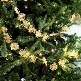 Yalikop 2 Pcs Christmas Straw Garland Nnordic Country Style Hanging Garland Wheat Woven Hanging Decor Straw Xmas Tree Ornaments for Farmhouse Home Party Decor Handmade Decoration 4ft