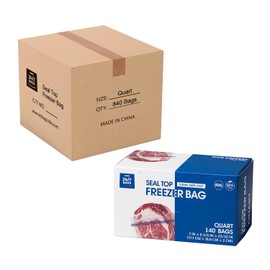 Bulk Quart Freezer Bags, 840 Count with Expandable Bottom and New Calendar Feature, Easy Fill (6 Boxes of 140)