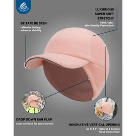 Gisdanchz Winter Hats for Women Ponytail Hat with Ear Flaps Casquette Hiver Femme Fleece Baseball Cap Hat with Ponytail Hole for Hiking Walking Outdoor Running Gear Accessories, Light Pink S/M