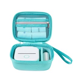 Memoking Hartschalen Aufbewahrungskoffer für Mini-Drucker, Kompatibel mit T02, M02, M02X, M02L, PM230 und Mehr, Tragbare Thermodrucker, mit Reißverschluss-Netztasche, Wasserdicht, Stoßfest (nur Fall)