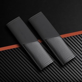 2 PCS Carbon Fiber & Faux Leather Car Seat Belt Covers